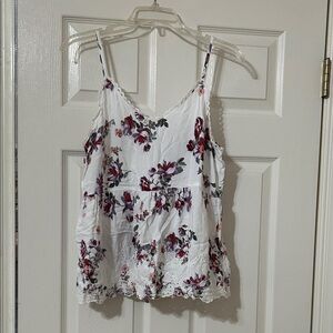 Maurices White and Purple Floral Camisole